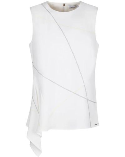 Calvin Klein Asymmetrisches ärmelloses top mit rundhalsausschnitt - Weiß