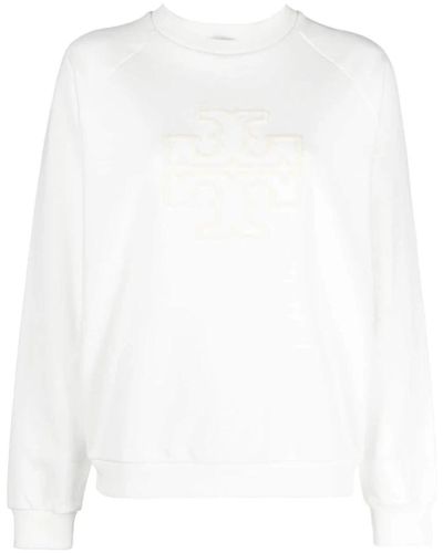 Tory Burch Logo-Applikation Baumwoll-Sweatshirt - Weiß