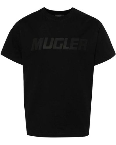 Mugler Schwarzes baumwoll-jersey-logo-t-shirt