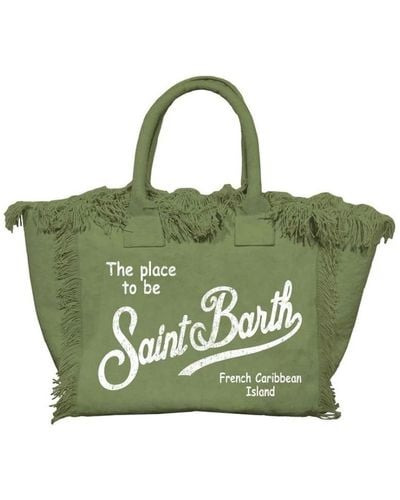 Mc2 Saint Barth Grüne vanity-tasche mit fransen
