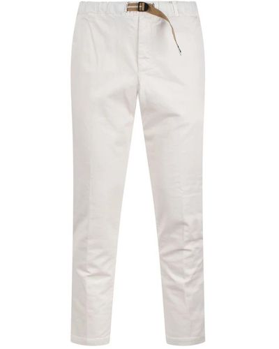 White Sand Pantaloni in twill di cotone slim fit - Bianco