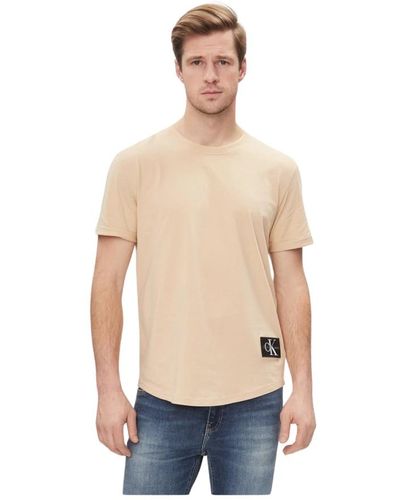 Calvin Klein Kurzarm regular fit t-shirt - Natur