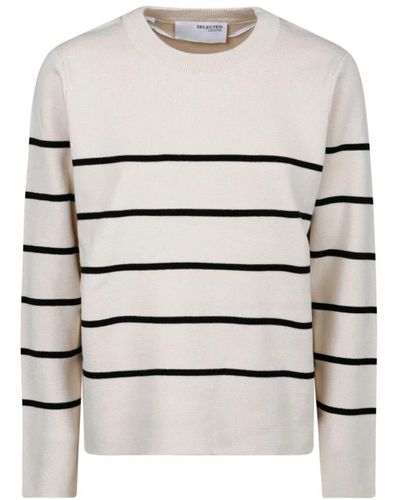 SELECTED Round-Neck Knitwear - White