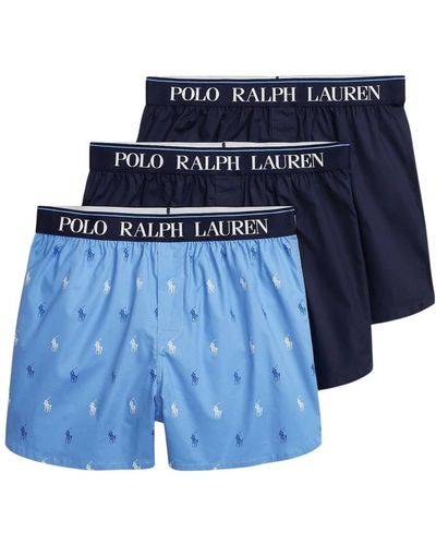 Ralph Lauren Bequeme baumwoll boxershorts 3er pack - Blau