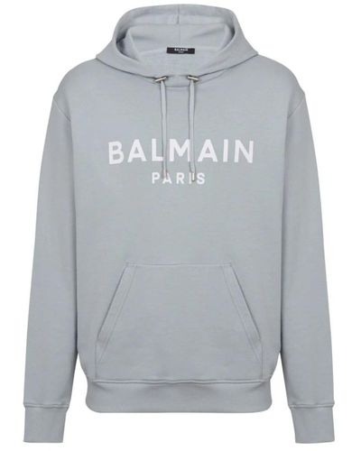 Balmain Hoodie mit bedrucktem design - Grau