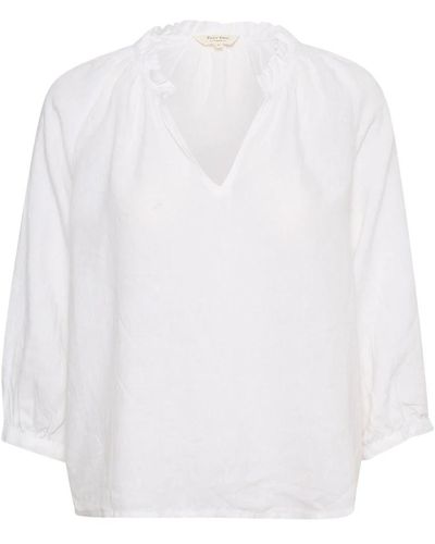 Part Two Blusa de lino blanco con detalle de volantes