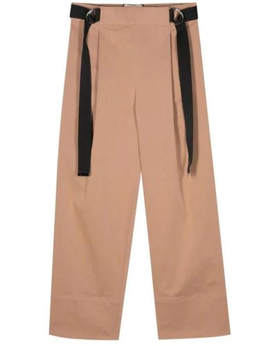 Plan C Straight Trousers - Natural