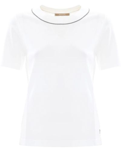 Kocca T-shirt con dettaglio brillante sul girocollo - Bianco