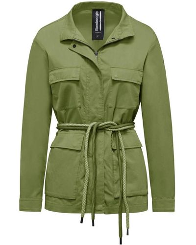 Bomboogie Field jacket sfoderata con cintura in corda bicolore - Verde