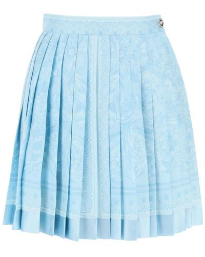 Versace Barocco pleated mini skirt - Blu