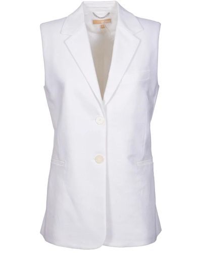 Michael Kors Vestido blanco sin mangas diseño chaqueta