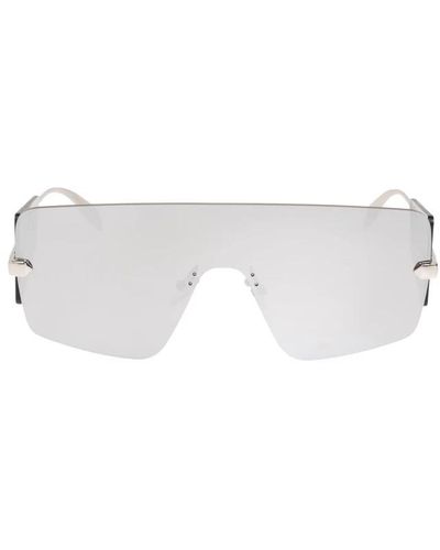 Alexander McQueen Silberne shield sonnenbrille - Weiß