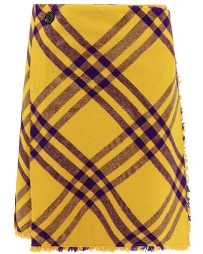 Burberry Falda de lana con cierre de botones - Amarillo