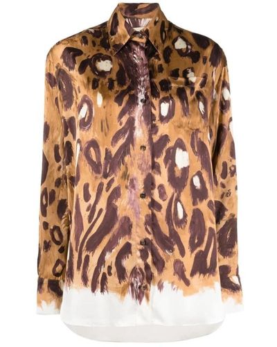 Marni Camicia in viscosa con stampa leopardata - Marrone
