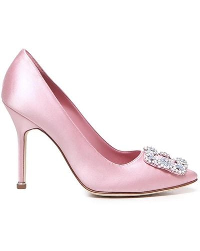 Manolo Blahnik Rosa satin juwelenschnalle absatz olo blahnik - Pink