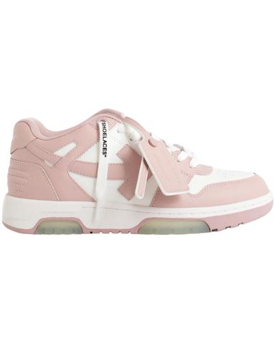 Off-White c/o Virgil Abloh Weiß rosa leder sneakers pfeil patch - Pink