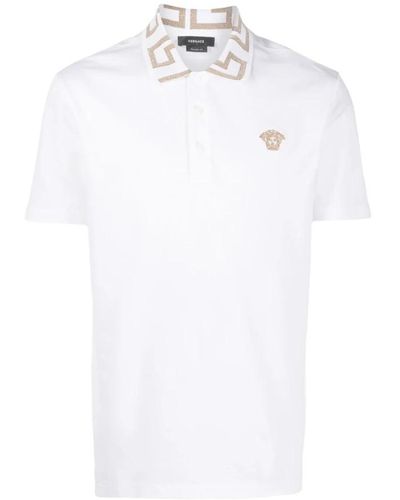 Versace Weiße t-shirts und polos mit greca und medusa stickerei