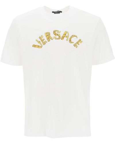 Versace Seashell baroque besticktes t-shirt - Weiß