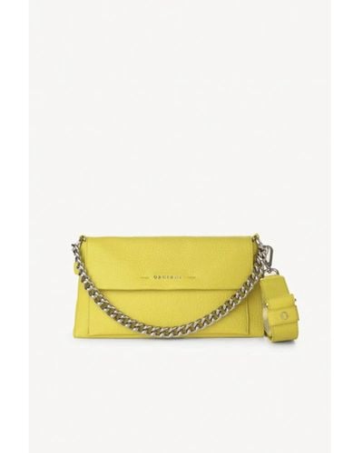 Orciani Acid leather baguette with chain strap - Giallo