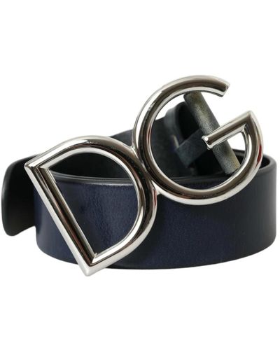 Dolce & Gabbana Blauer leder-logo-gürtel