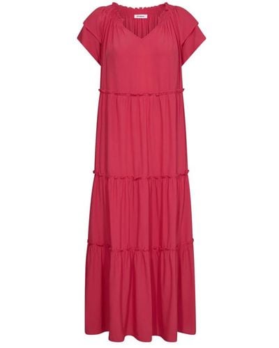 co'couture Sonnenkleid mit femininen rüschen-details - Rot