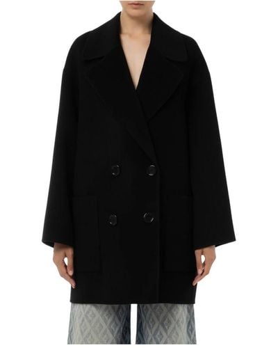 Elisabetta Franchi Coats > double-breasted coats - Noir