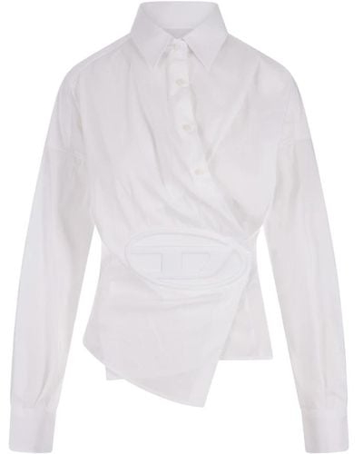 DIESEL Weißes wrap-around shirt mit oval d motif