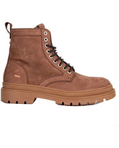 Karl Lagerfeld Lace-Up Boots - Brown