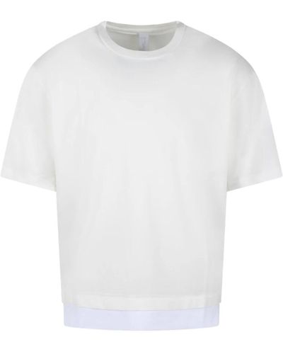 Neil Barrett Slim fit crew neck t-shirt,kontrastsaum crew neck t-shirt - Weiß