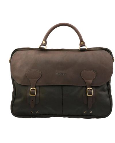 Barbour Wax leather briefcase - Nero
