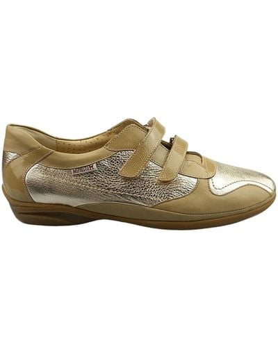 Mephisto Sneaker in pelle beige e argento metallico per donne - Marrone