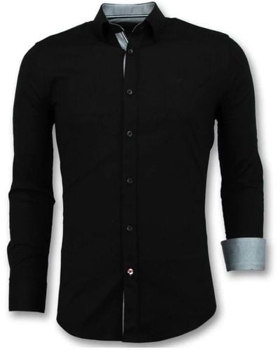 Gentile Bellini Italienische weiße hemden - slim fit business hemden - 3036 - Schwarz