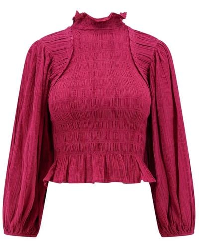 Isabel Marant Rosa bluse mit drapiertem ballonärmel - Rot