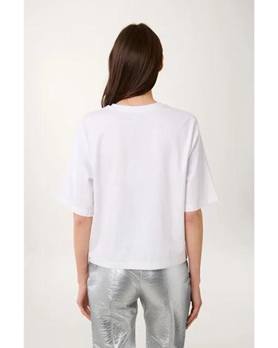 Manoush T-shirt con collo rotondo ricamato - Bianco