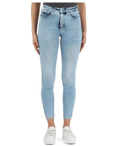 Calvin Klein Jeans high rise super skinny caviglia - Blu