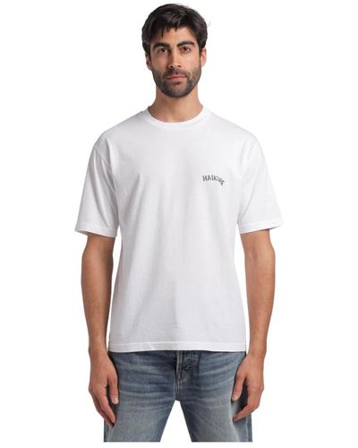 Haikure T-shirt girocollo mezza manica regular fit con stampa logo - Bianco