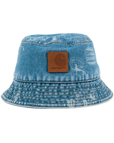 Carhartt Stamp bucket hat in denim - Blau