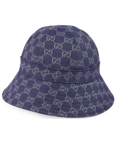 Gucci Sombrero azul con estampado de logotipo