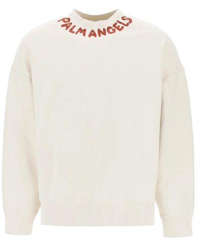 Palm Angels Sweatshirts,weißes logo sweatshirt strickware ss24