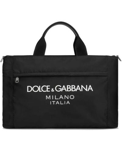 Dolce & Gabbana Reisetasche aus Nylon mit gummiertem Logo - Schwarz