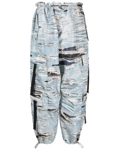 John Richmond Pantaloni cargo con pattern effetto denim iconico di sfilata - Blu