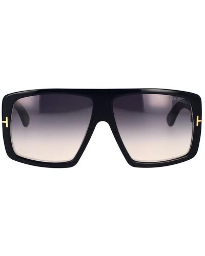 Tom Ford Raven sonnenbrille - quadratische form, schwarzes gestell, graue verlaufsgläser - Blau