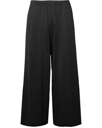 Bomboogie Trousers with drawstring in linen-blend cotton jersey - Negro