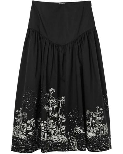 Desigual Falda larga de algodón midi - Negro