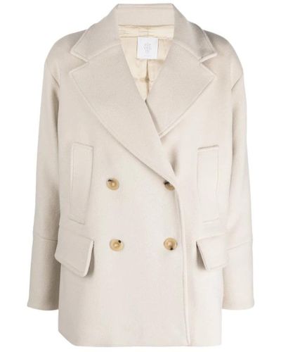 Eleventy Double-Breasted Coats - Natural