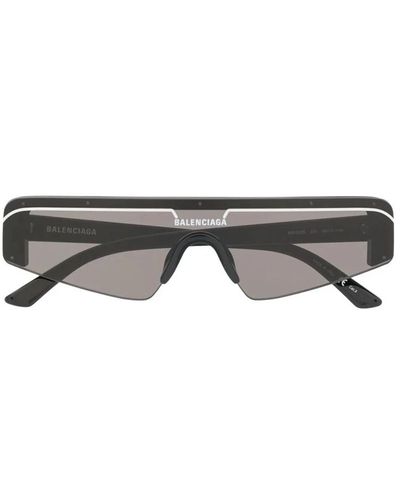 Balenciaga Schwarze ski rechteckige brille - Grau