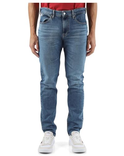 Calvin Klein Slim taper jeans fünf taschen - Blau