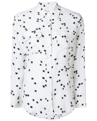 Equipment Camicia di seta con stampa a stelle - Bianco