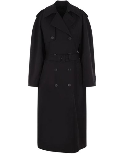 Balenciaga Schwarzer oversize zweireihiger trenchcoat,trench coats