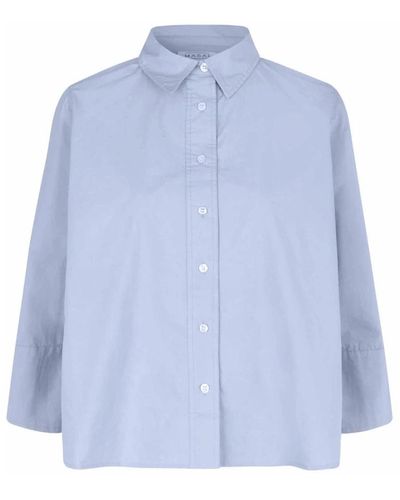 Masai Camisa elegante con mangas 3⁄4 y cierre de botones - Azul